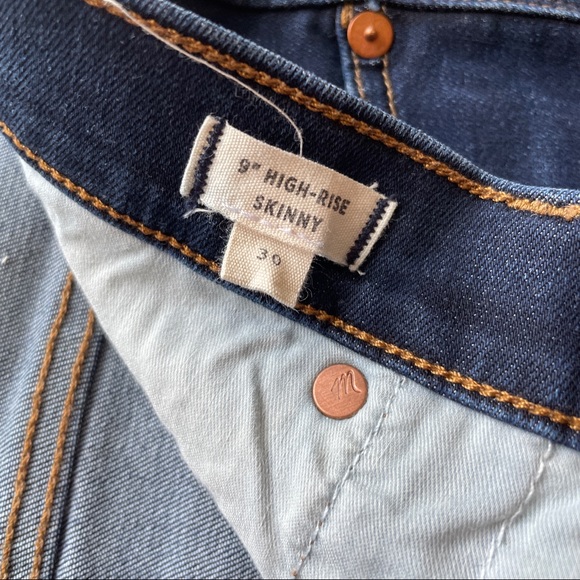 Madewell 9” High Rise Skinny Dark Wash Jeans, size 30 - Picture 4 of 7